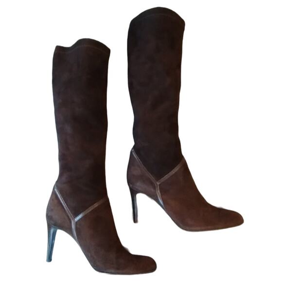 Cole Haan Soft Tall High Heels Brown Boots Suede Stiletto Pointy toe Size 10.5 - Picture 3 of 15